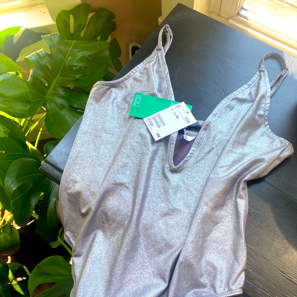 NWT H&M Silver Bodysuit